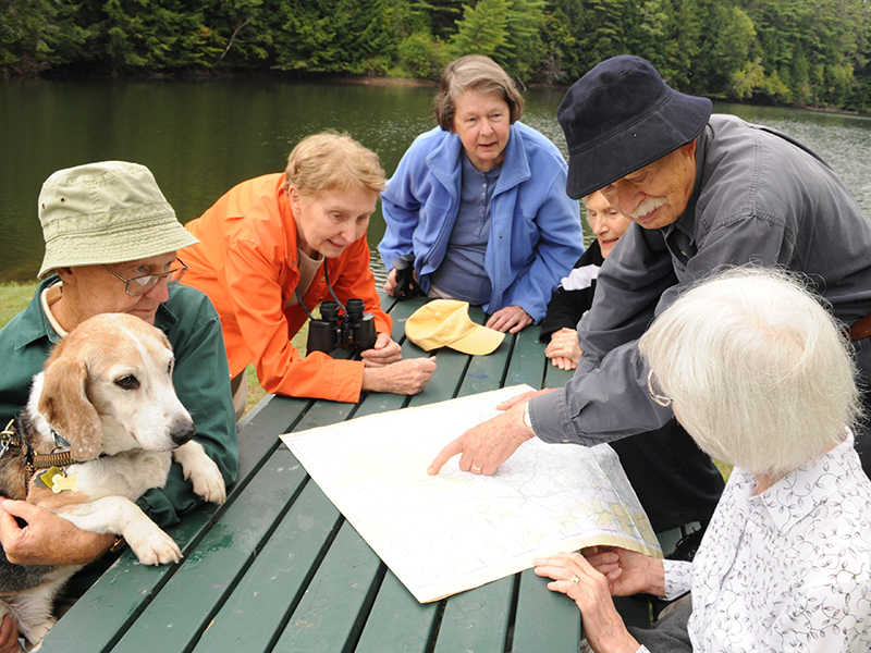 Hanover residents at riverside picnic table